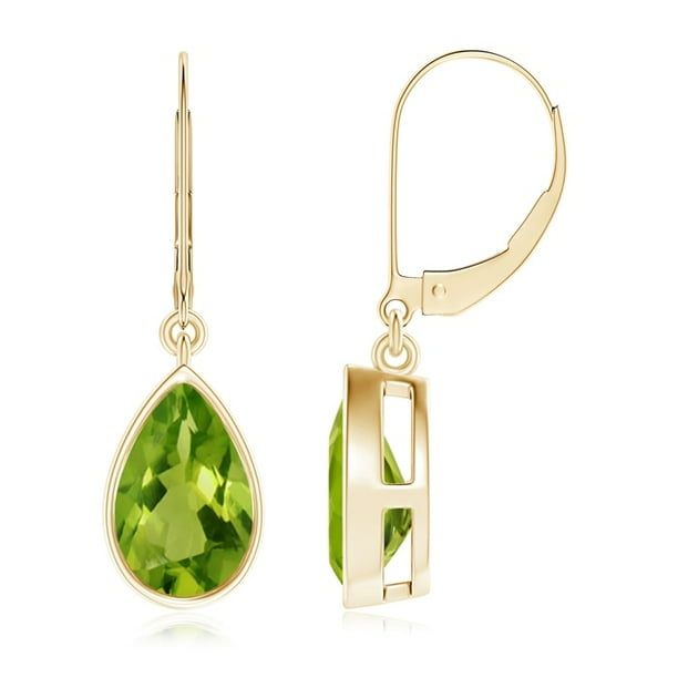 Olive Green Dyed Turquoise Lever Back Earrings